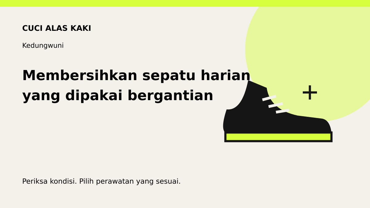 Ilustrasi perawatan sepatu: membersihkan sepatu harian yang dipakai bergantian